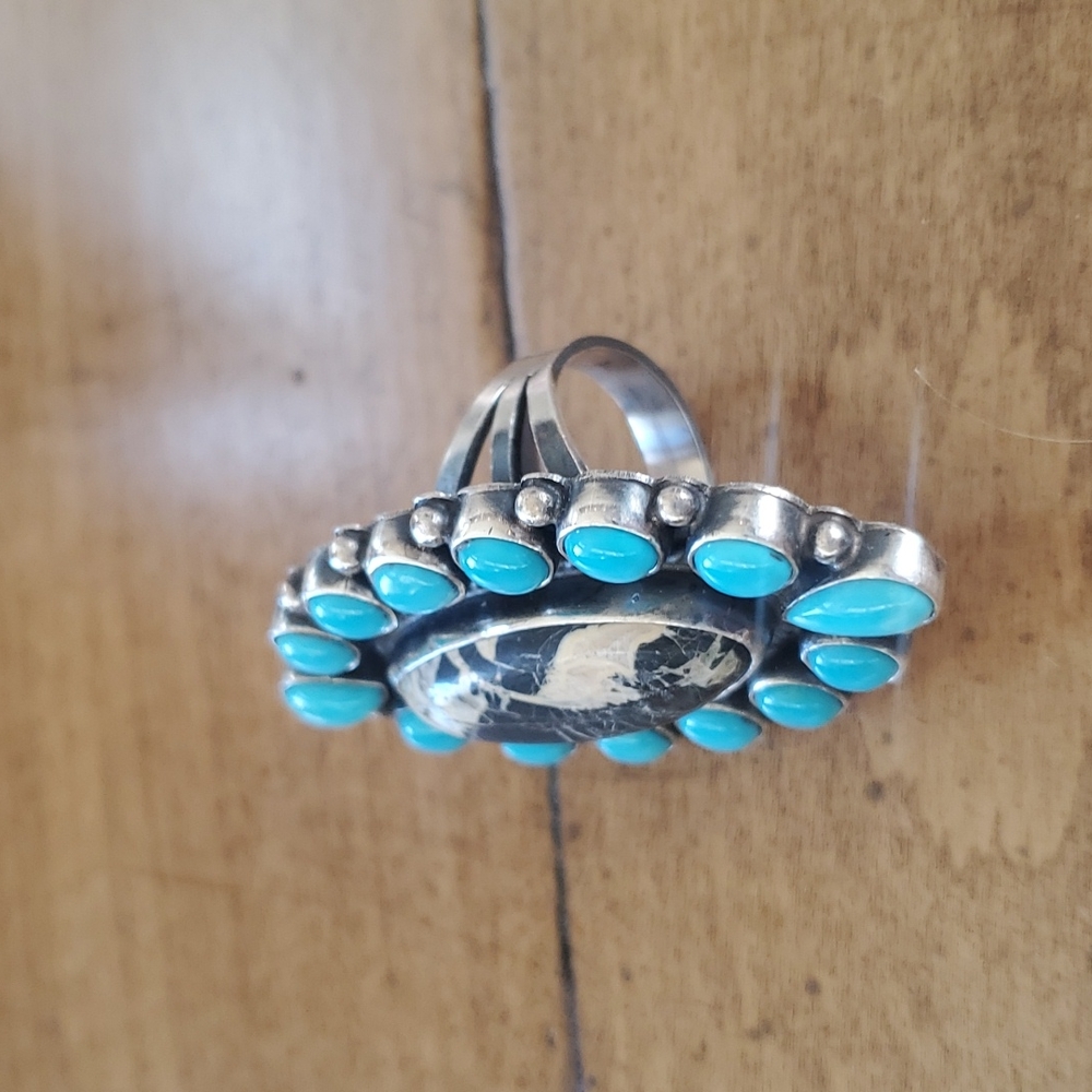 Anthony Skeets White Buffalo & Sleeping Beauty ring